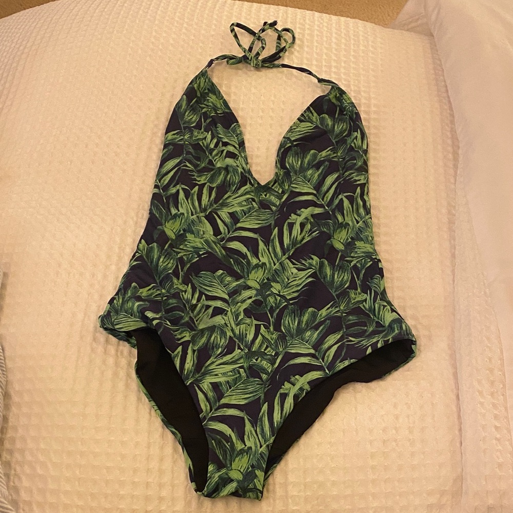 Onia Green Leaf Print Swimsuit